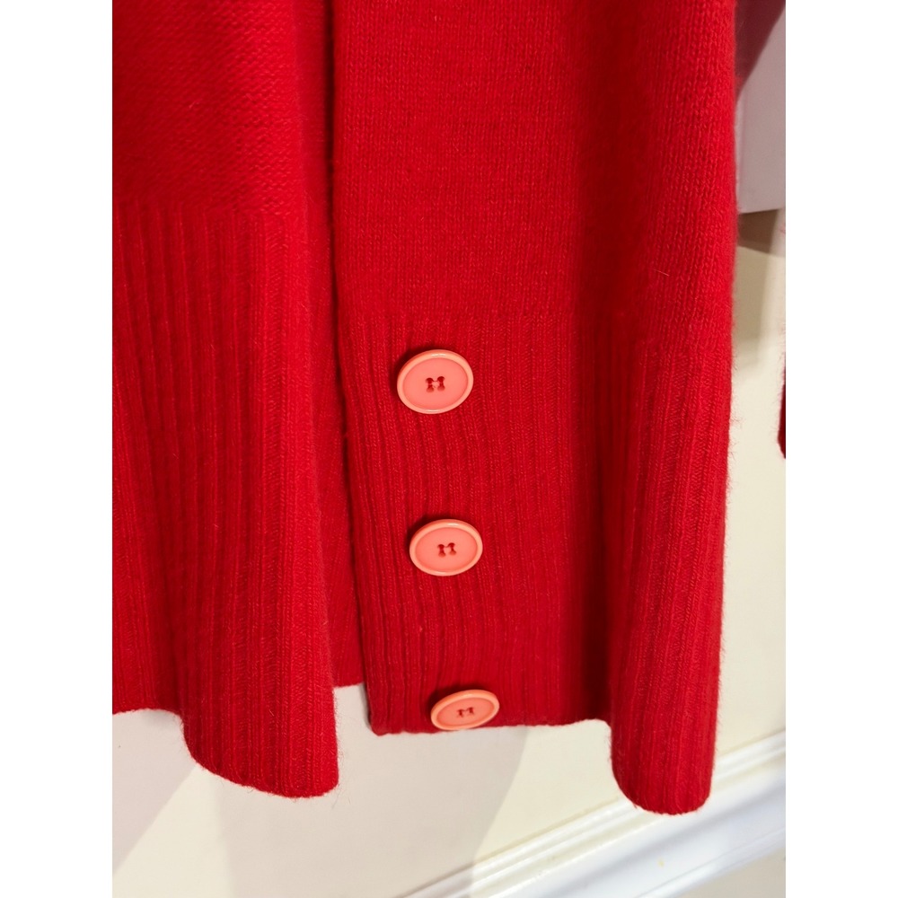 John Weitz Vintage Red Lambswool Angora Blend Collared Button Hem Cardigan M - Picture 9 of 10